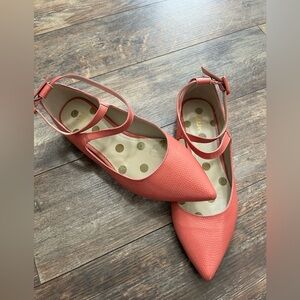 Boden Flora Flats Dusty Red Lizard , Size 37